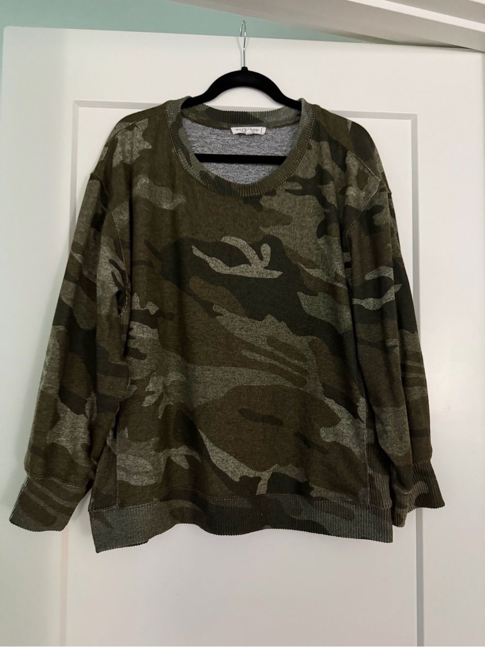 Workshop Republic Clothing Olive Green Camo Crewneck Sweater
